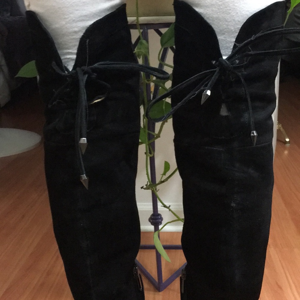 Black Suede Sam Edelman Thigh High Boots - Picture 3 of 10